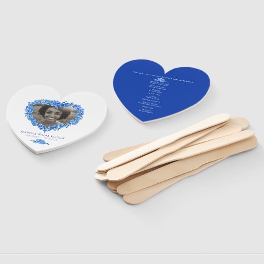 Memorial foto vergeten-me-niet hart programma handwaaier (Niet-gemonteerd)