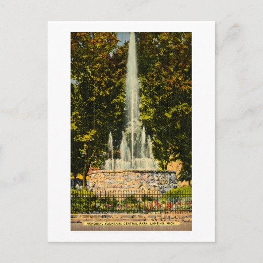 Memorial Fountain, Central Park, Lansing, Michigan Briefkaart (Voorkant)