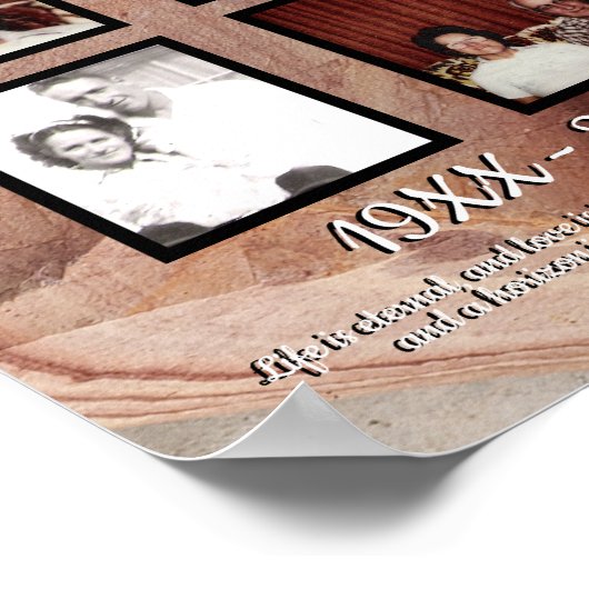 Memorial Four Photo Petrified Wood Quote Poster (Hoek)