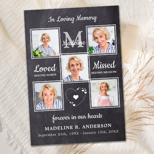 Memorial Funeral 5 Photo Collage Sympathie Bedankkaart