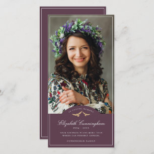 Memorial Funeral Birds Classic Monogram Foto Bedankkaart