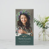 Memorial Funeral Birds Classic Monogram Foto Bedankkaart (Staand voorkant)