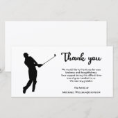 Memorial Funeral Black and White Golf Player Bedankkaart (Voorkant / Achterkant)