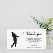 Memorial Funeral Black and White Golf Player Bedankkaart (Staand voorkant)