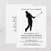 Memorial Funeral Black and White Golf Player Kaart (Voorkant / Achterkant)
