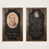 Memorial Funeral  Black Gold Prayer Card Visitekaartje (Voorkant /achterkant)
