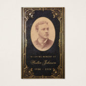 Memorial Funeral  Black Gold Prayer Card Visitekaartje (Voorkant)