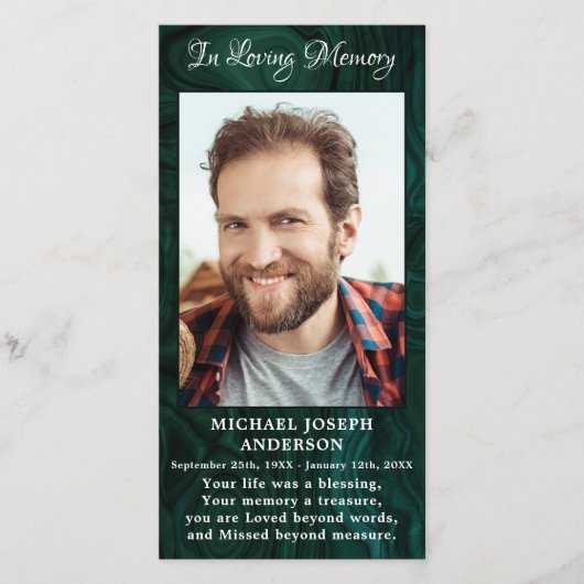 Memorial Funeral Bladwijzer Foto Green Marbl (Voorkant)