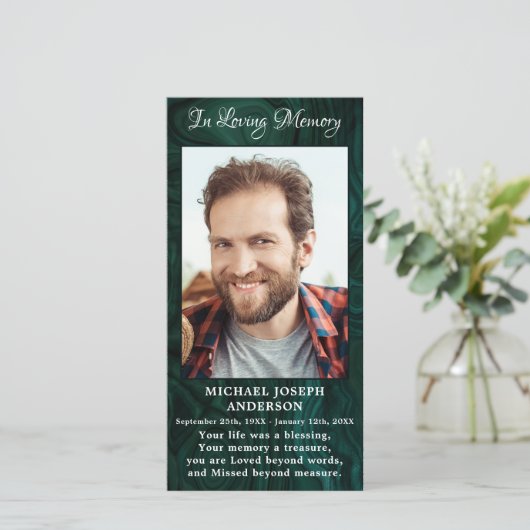 Memorial Funeral Bladwijzer Foto Green Marbl (Staand voorkant)