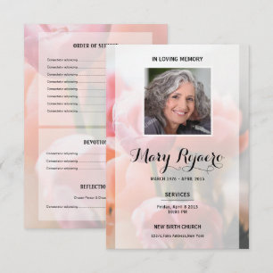 Memorial Funeral Card met Floral Background Kaart