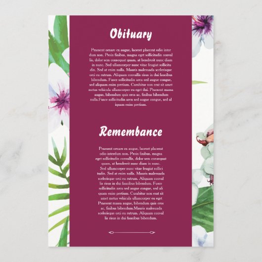 Memorial Funeral Card Programmakaart (Achterkant)