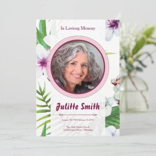 Memorial Funeral Card Programmakaart (Staand voorkant)