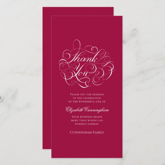 Memorial Funeral Classic and Simple Calligraphy Bedankkaart (Voorkant / Achterkant)