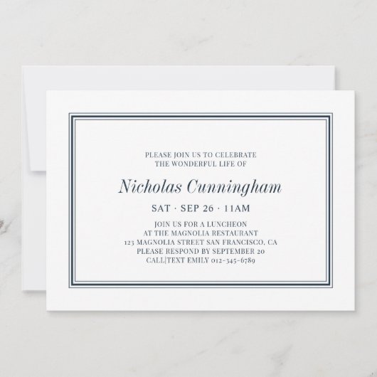 Memorial Funeral Classic and Simple Elegant Kaart (Voorkant)