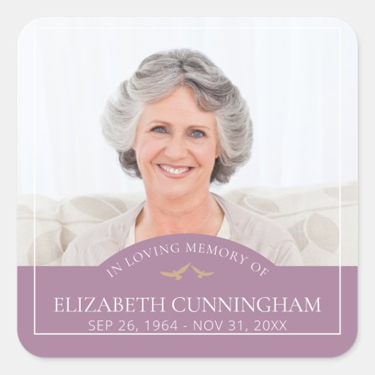 Memorial Funeral Classic Birds Foto Vierkante Sticker (Voorkant)