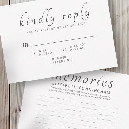 Memorial Funeral Classic Memories Kindly Reply RSVP Kaartje