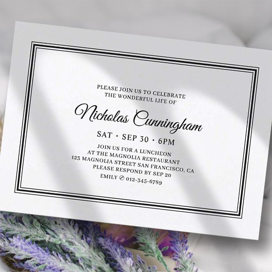 Memorial Funeral Classic Simple Elegant Kaart