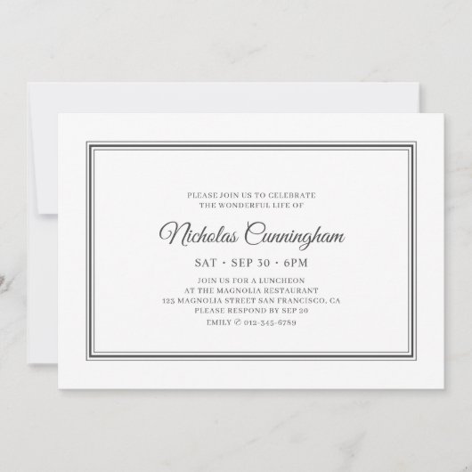 Memorial Funeral Classic Simple Elegant Kaart (Voorkant)