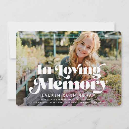 Memorial Funeral Classic Simple Photo Bedankkaart (Voorkant)