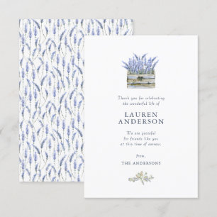 Memorial Funeral Country Rustieke Lavendel Bloemen Bedankkaart