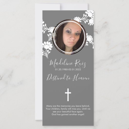 Memorial Funeral Cross Photo Floral Motif (Voorkant)