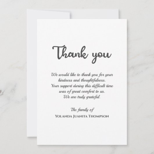 Memorial Funeral Custom Photo Bereavement Sympathi Bedankkaart (Achterkant)