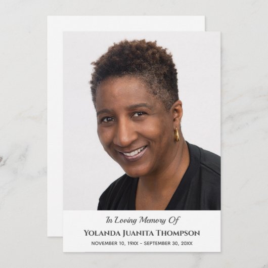 Memorial Funeral Custom Photo Bereavement Sympathi Bedankkaart (Voorkant / Achterkant)