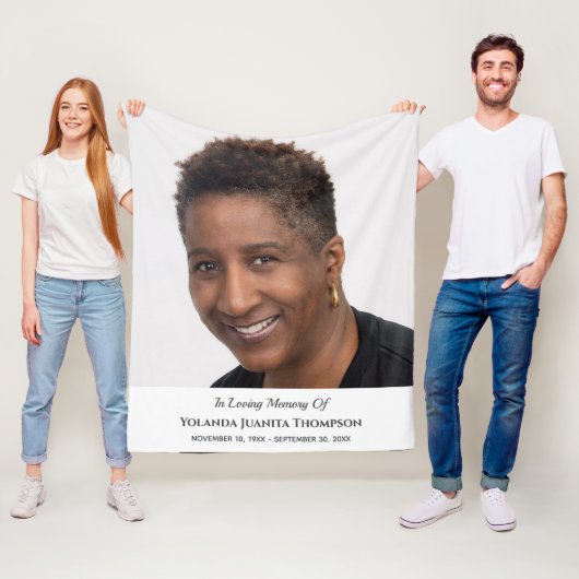 Memorial Funeral Custom Photo Bereavement Sympathi Fleece Deken (In situ)