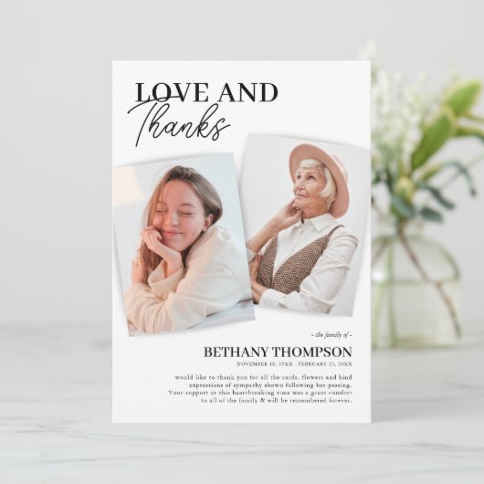 Memorial Funeral Elegant Foto bedankt! Bedankkaart (Staand voorkant)