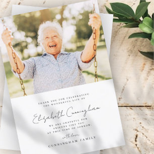 Memorial Funeral Elegant Modern Simple Chic Photo Bedankkaart