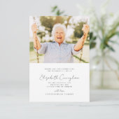 Memorial Funeral Elegant Modern Simple Chic Photo Bedankkaart (Staand voorkant)