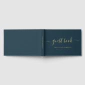 Memorial Funeral Elegant Script Navy Gold Gastenboek (Volledig)