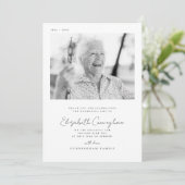 Memorial Funeral Elegant Simple Moderne Chic Photo Bedankkaart (Staand voorkant)