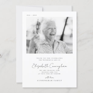 Memorial Funeral Elegant Simple Moderne Chic Photo Bedankkaart