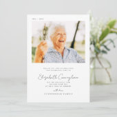 Memorial Funeral Elegant Simple Moderne Chic Photo Bedankkaart (Staand voorkant)