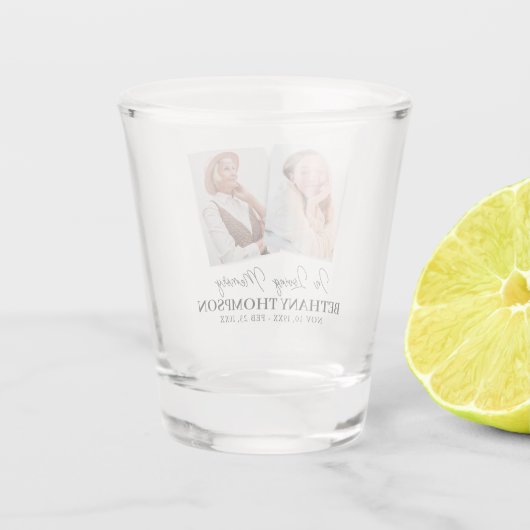 Memorial Funeral Favor Photo Shot Glas (Achterkant)