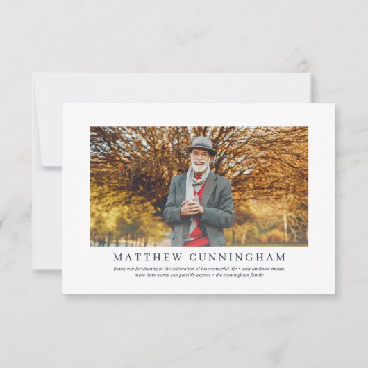 Memorial Funeral for Hem | Moderne Elegant-foto Bedankkaart (Voorkant)