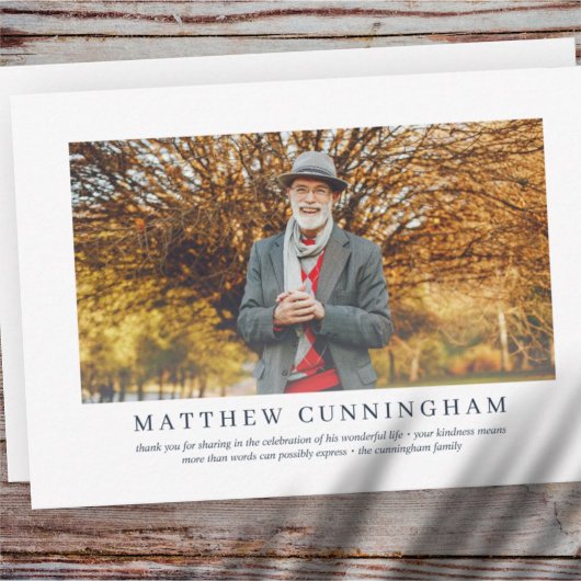 Memorial Funeral for Hem | Moderne Elegant-foto Bedankkaart