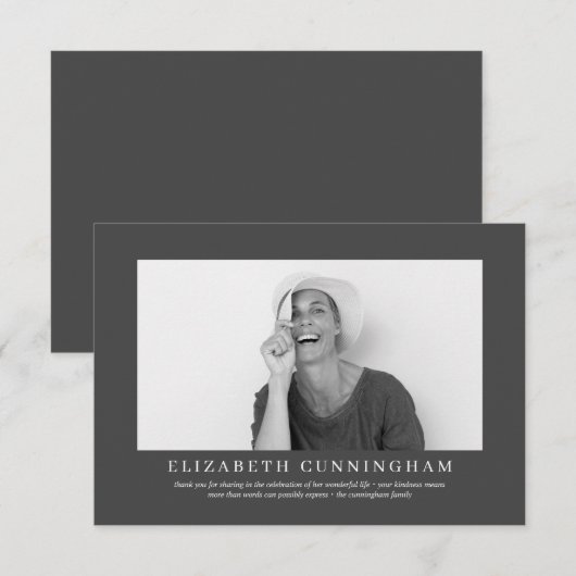 Memorial Funeral for her | Moderne Elegant-foto Bedankkaart (Voorkant / Achterkant)