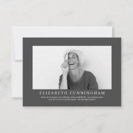 Memorial Funeral for her | Moderne Elegant-foto Bedankkaart