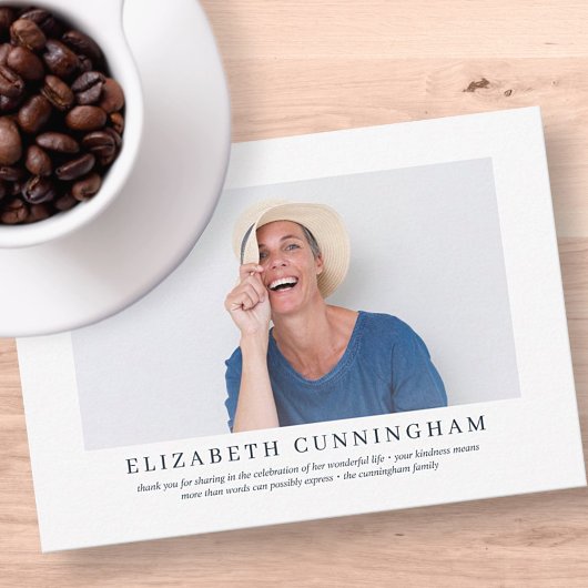 Memorial Funeral for her | Moderne Elegant-foto Bedankkaart