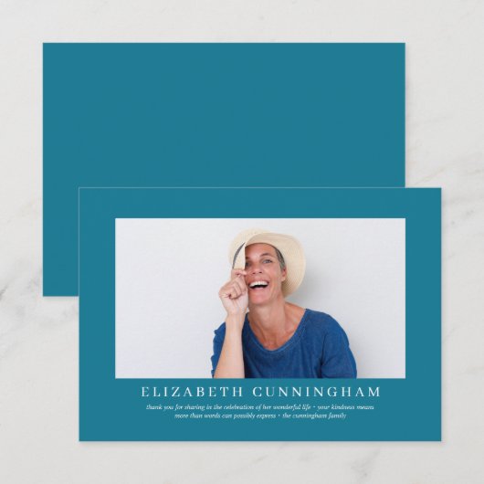 Memorial Funeral for her | Moderne Elegant-foto Bedankkaart (Voorkant / Achterkant)