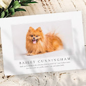 Memorial Funeral for Pet Elegant Chic Modern Photo Bedankkaart