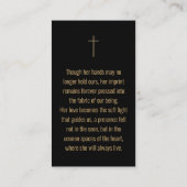 Memorial Funeral Fotogebed Golden Cross Lijst Visitekaartje (Achterkant)
