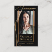 Memorial Funeral Fotogebed Golden Elegant Lijst Visitekaartje (Voorkant)