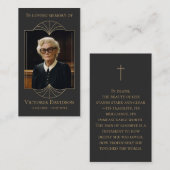 Memorial Funeral Fotogebed Golden Elegant Lijst Visitekaartje (Voorkant / Achterkant)