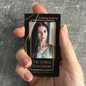 Memorial Funeral Fotogebed Golden Elegant Lijst Visitekaartje