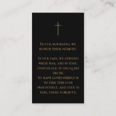 Memorial Funeral Fotogebed Gouden ronde Lijst Visitekaartje (Achterkant)