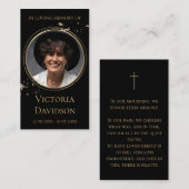 Memorial Funeral Fotogebed Gouden ronde Lijst Visitekaartje (Voorkant / Achterkant)