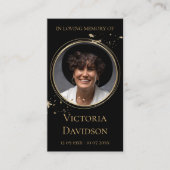 Memorial Funeral Fotogebed Gouden ronde Lijst Visitekaartje (Voorkant)